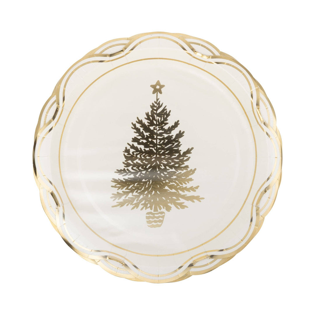 Christmas Tree Paper Plate in Gold