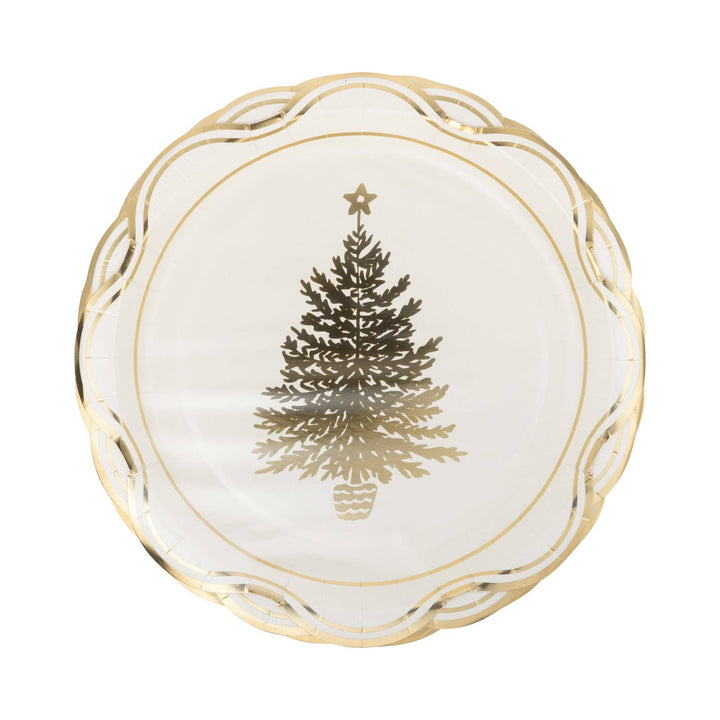 Christmas Tree Paper Plate in Gold