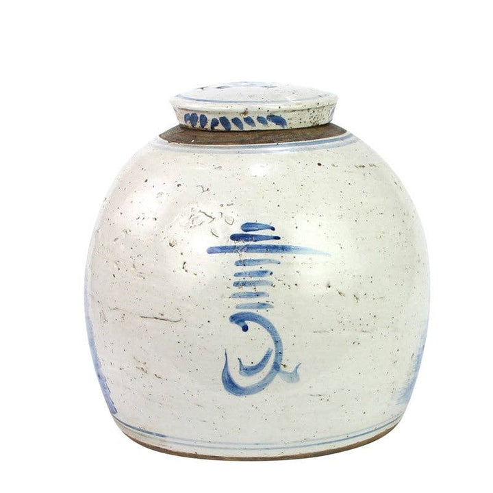 Blue & White Bird/Floral Jar