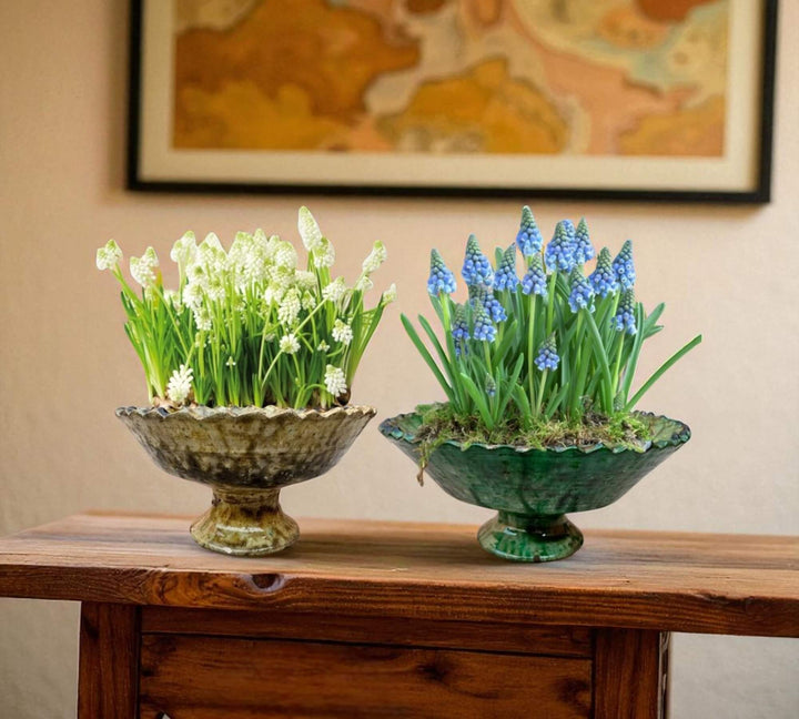 Hand Made Glazed Pedestal Bowl