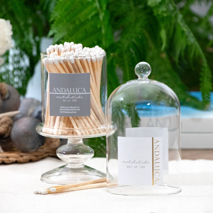 Glass Cloche with White Matches