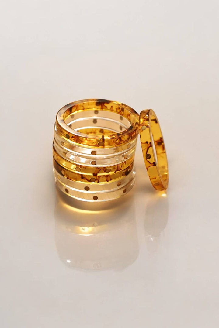 Tortoise Stacking Bangles in Resin & Brass