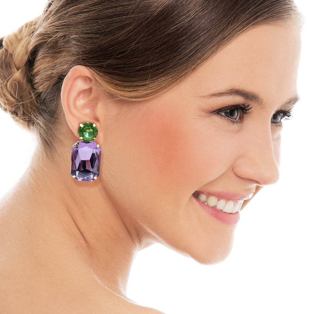 Amethyst Octagon and Peridot Earrings