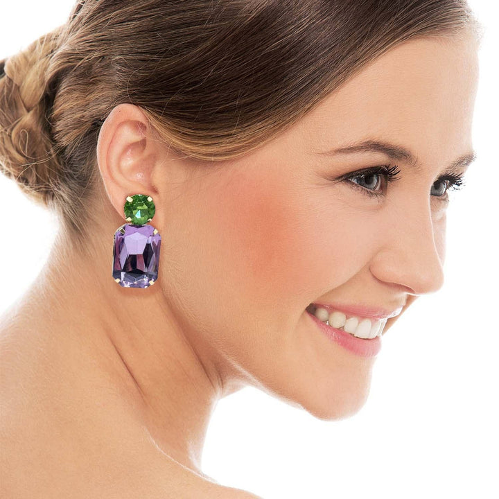 Amethyst Octagon and Peridot Earrings