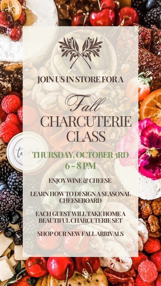 Charcuterie Class, October 3rd 2024, 6-8pm