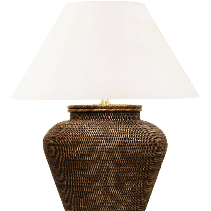 Nantucket Rattan Table Lamp, Antique Brown with Empire Lampshade