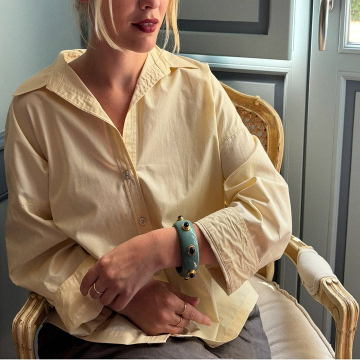 Bangle in Turquoise Resin and Lapis Stones