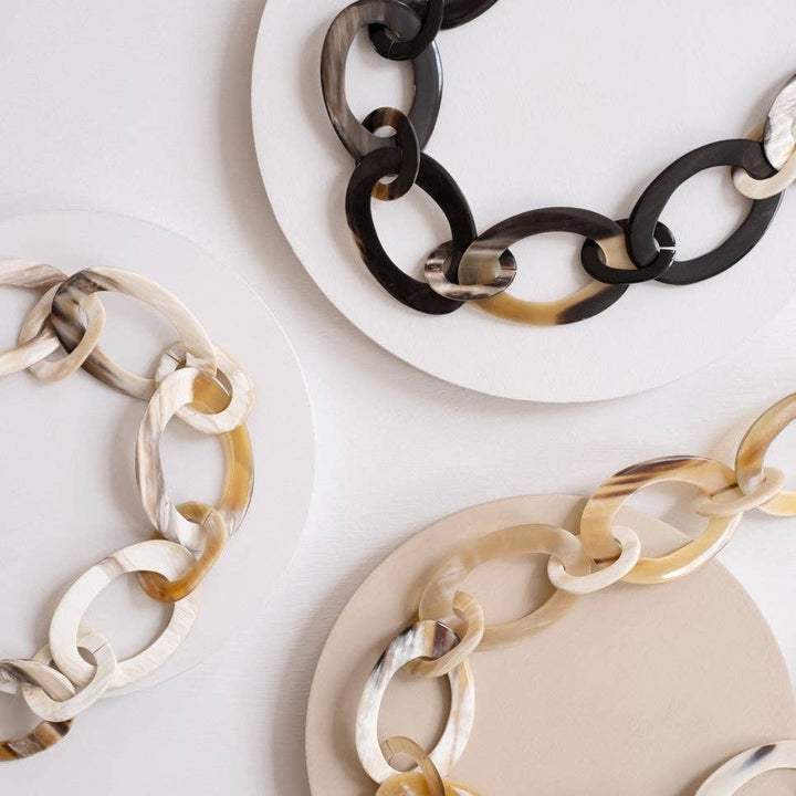 Oval Horn Chain Necklace, Assorted Colors