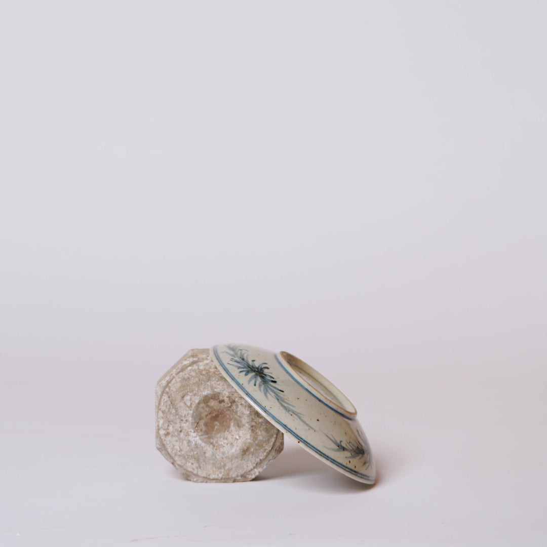 Blue and White Porcelain Floral Dish, Small