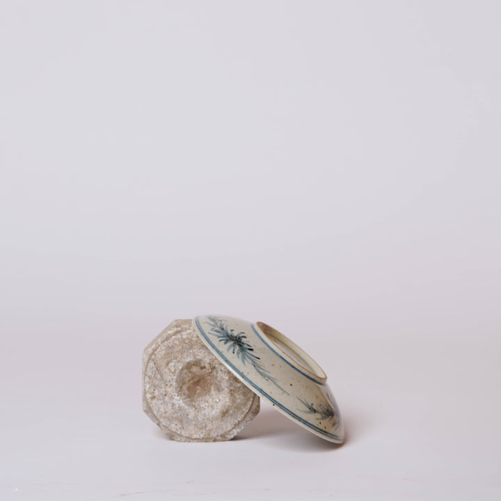 Blue and White Porcelain Floral Dish, Small