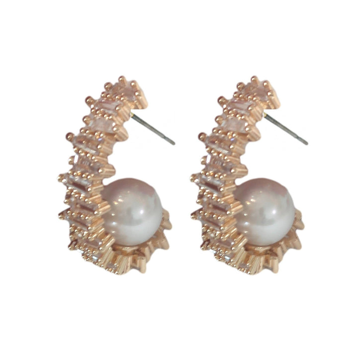 Pearl and Crystal Hoop Earrings