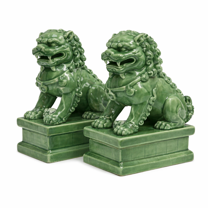 Mini Foo Dogs in Sage, S/2