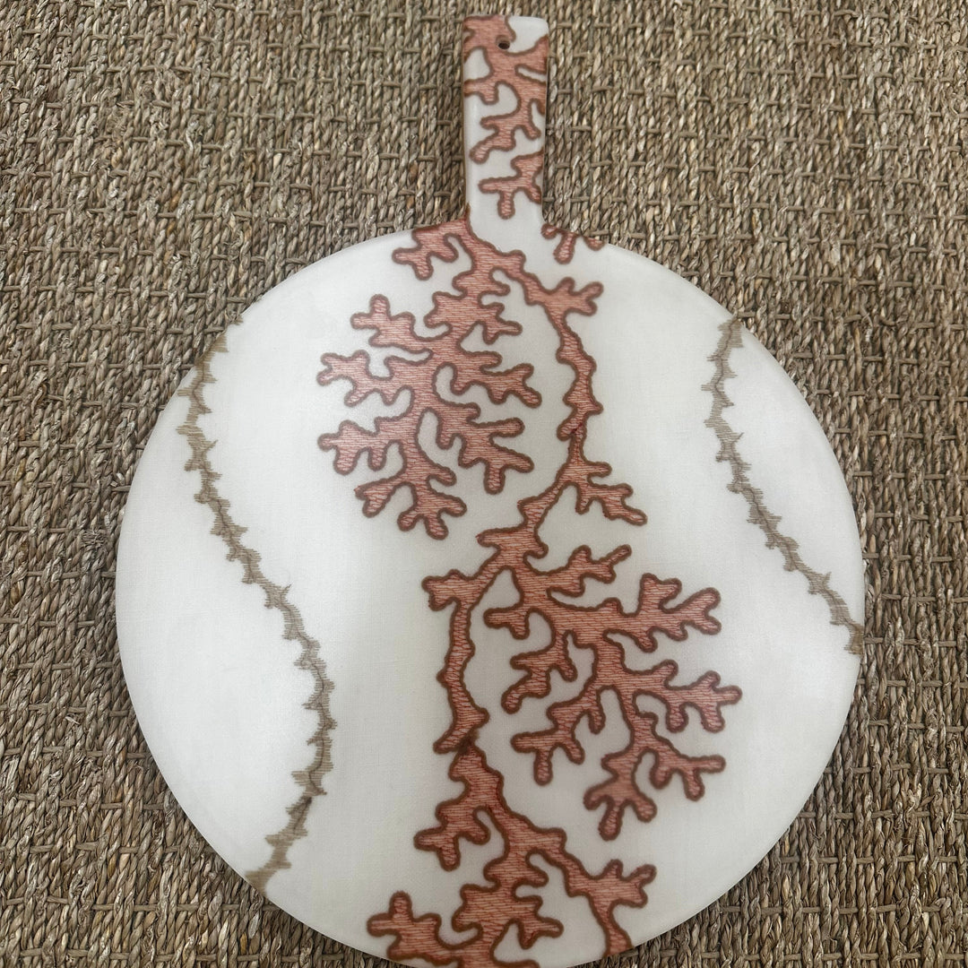 Custom Cheese Board in Coral Print, Round