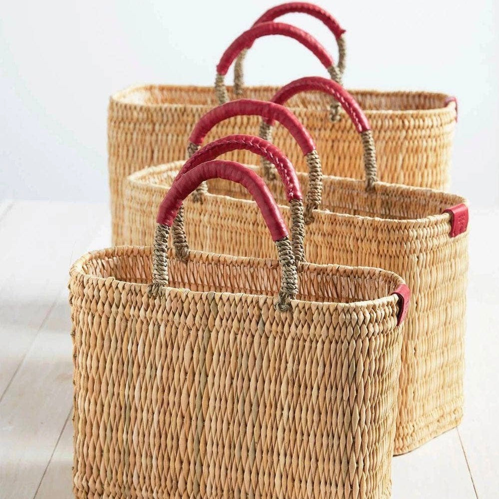 Medina Market Basket in Red, Two Sizes
