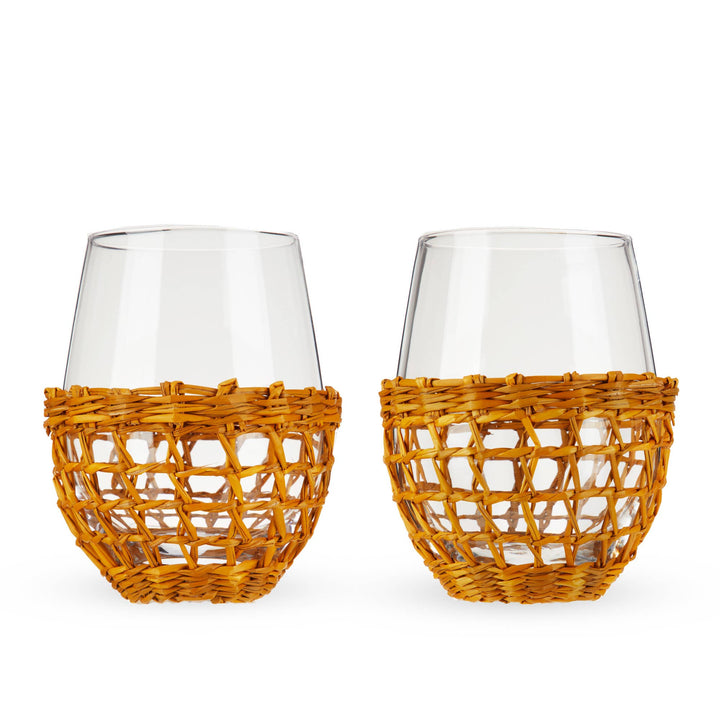 Seagrass Wrapped Glassware, S/2