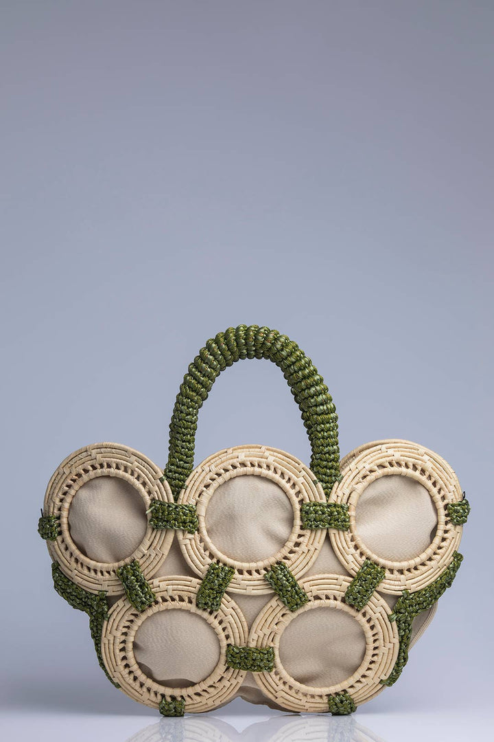 Rattan Circles Bag, Green