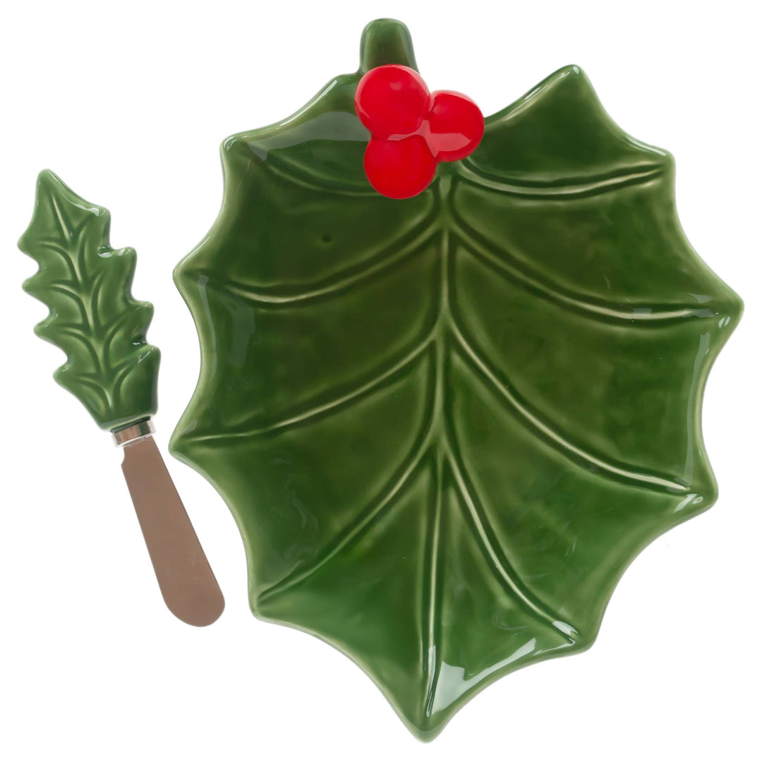 Holly Leaf Bowl & Spreader