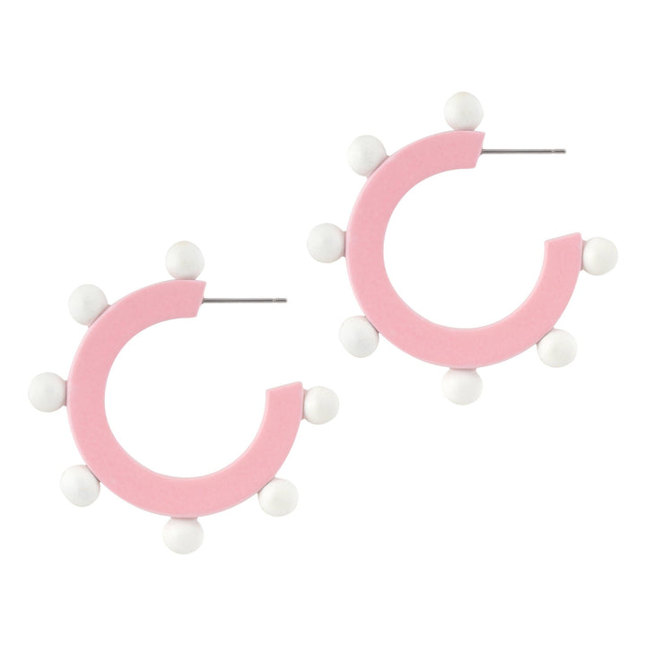Bead Hoops in Pink and White