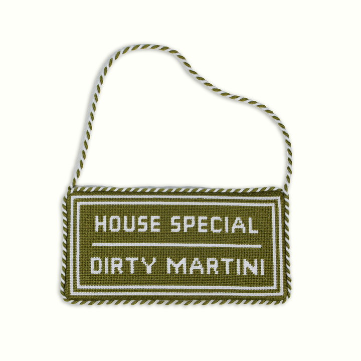 Dirty Martini Needlepoint Door Hang