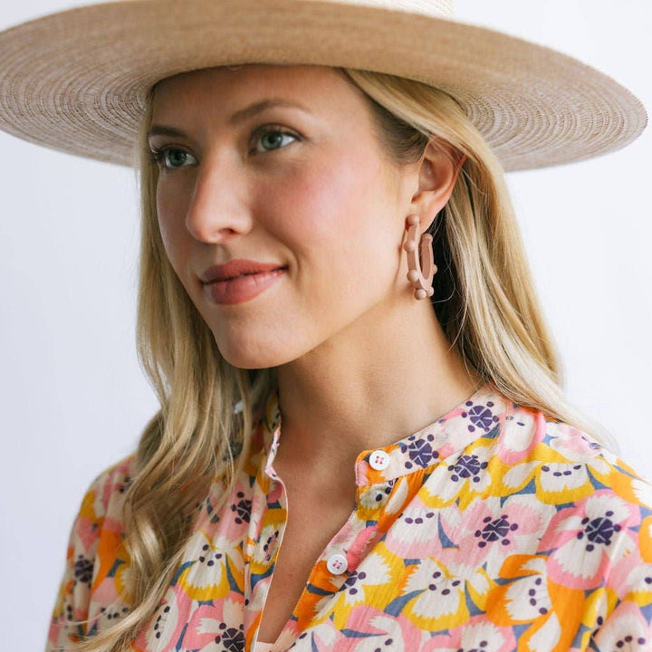 Lottie Bead Hoops in Soft Pink