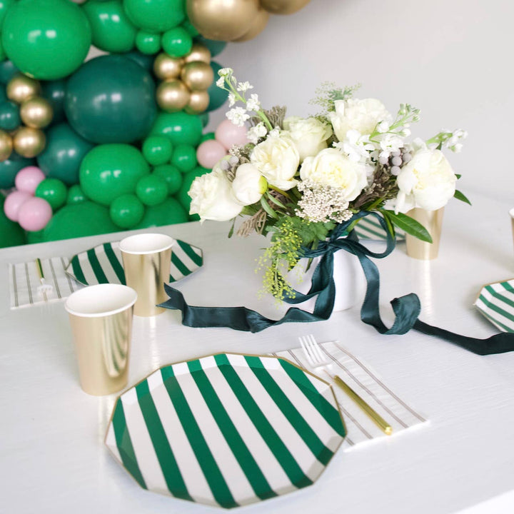 Cabana Stripe Plate in Emerald Green | Bonjour Fete