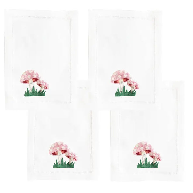 Embroidered Mushroom Cocktail Napkins, S/4 | Biscuit Home