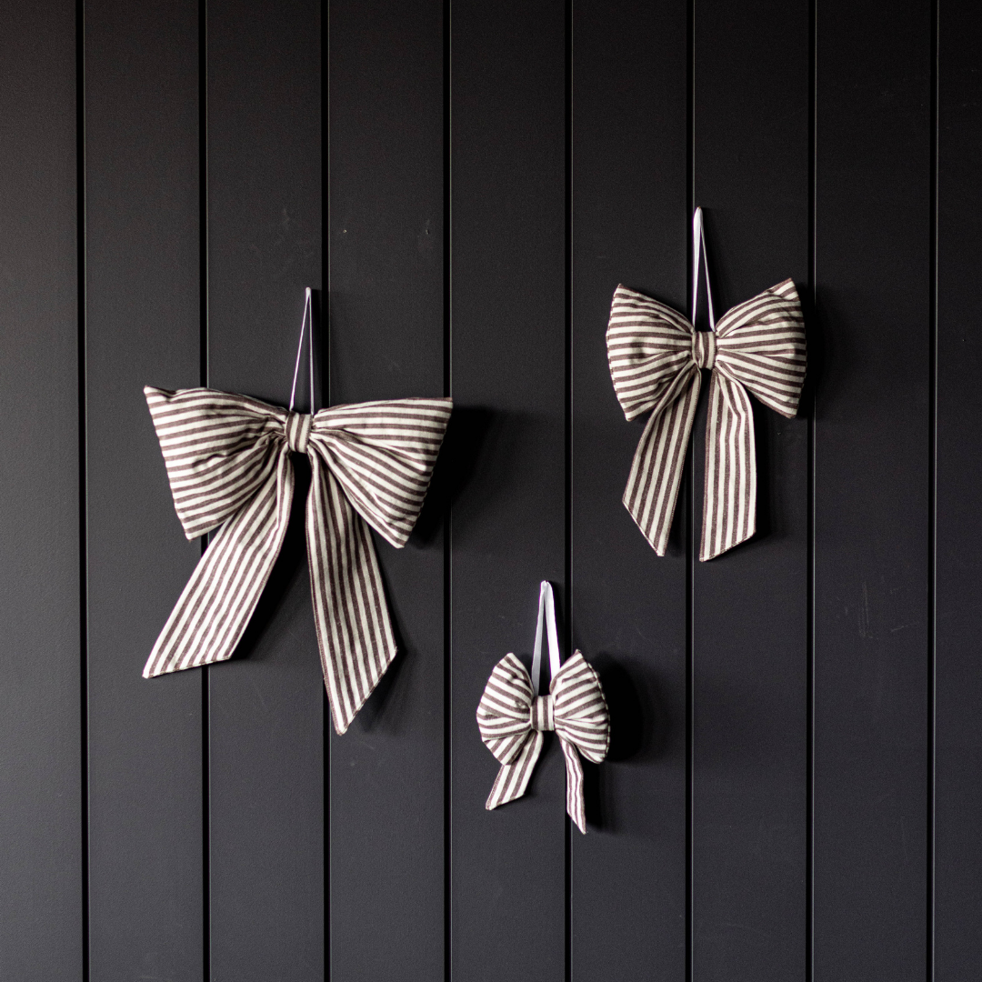 Fabric Bow in Striped Brown