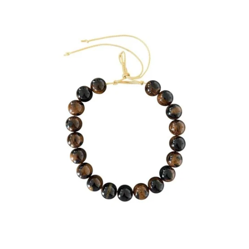 Chunky Beaded Necklace in Woodgrain | KMs Gems