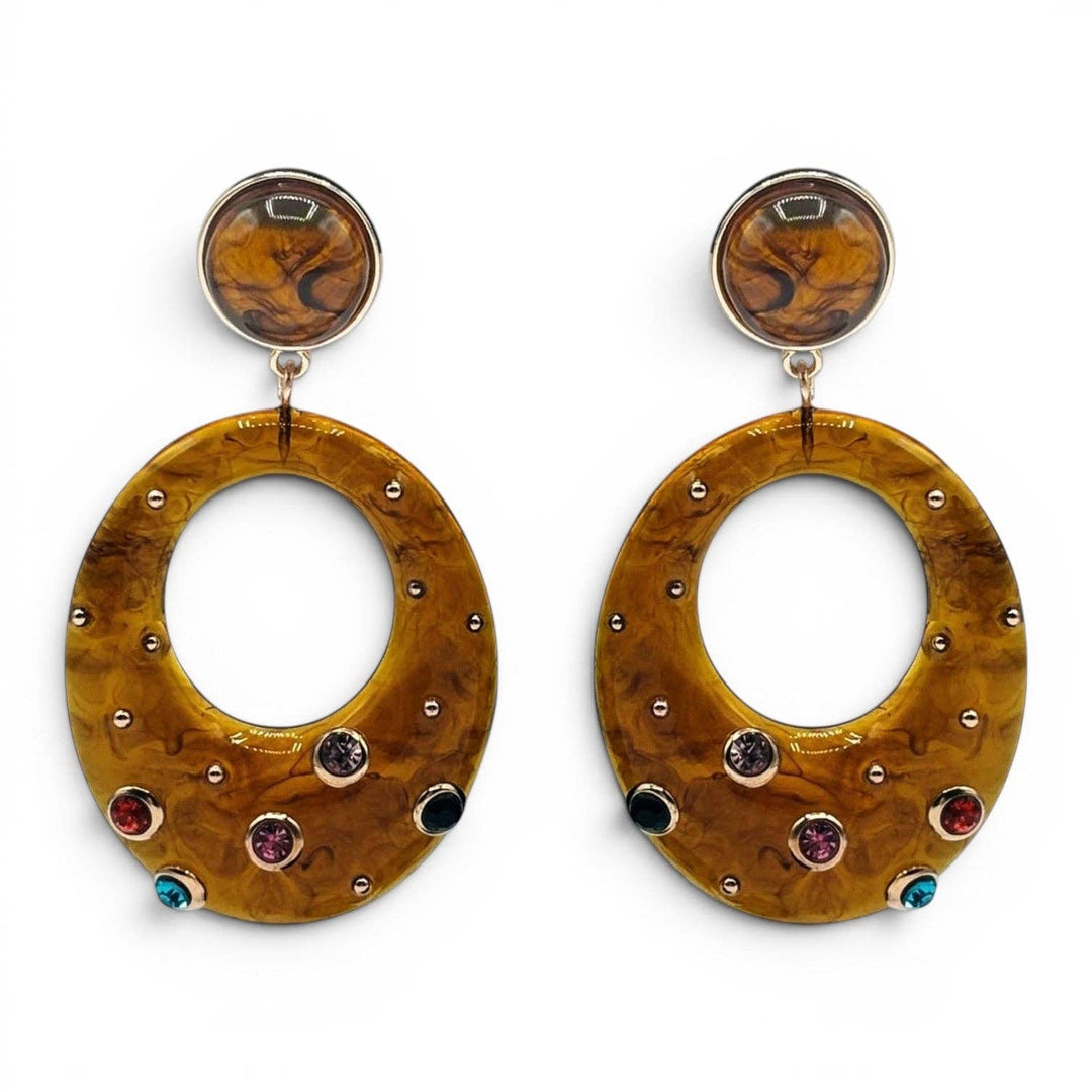 Studded Tortoise Hoop Earrings