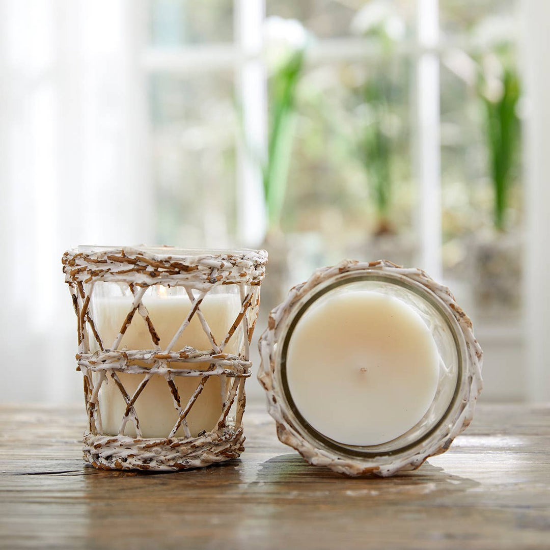 Paperwhites Candle In Wrapped Twig Vase