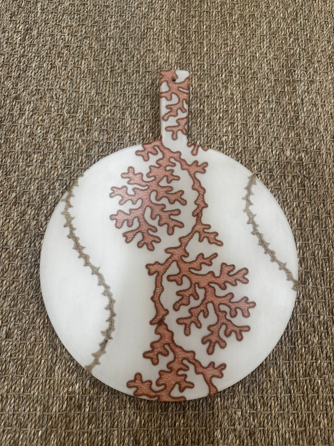 Custom Cheese Board in Coral Print, Round