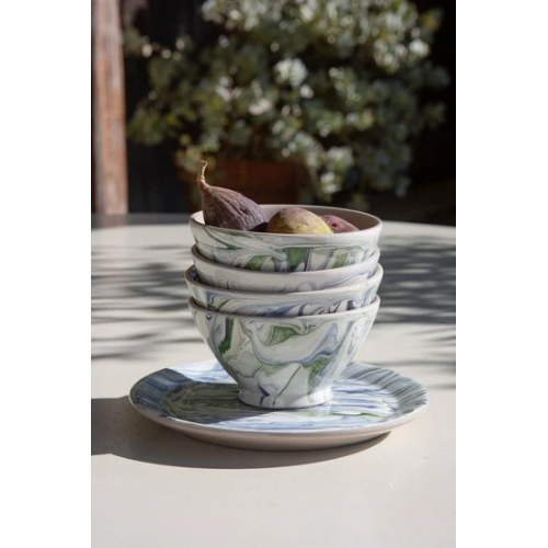 Marbled Bowls in Ocean, Set of 4