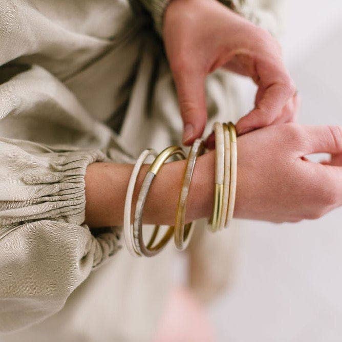 Thin Bangle Set, Gold Metallic Mix