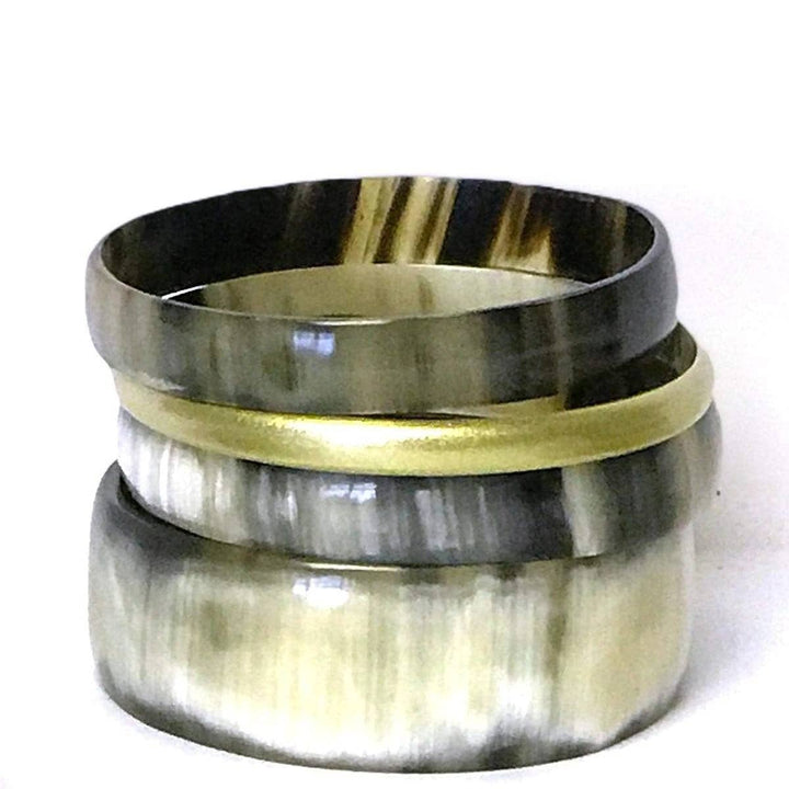 Bangle Set, Natural Horn with Gold