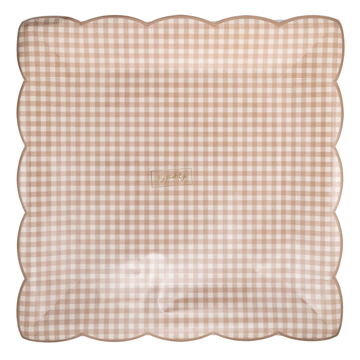 Gingham Plate in Light Brown, 10”