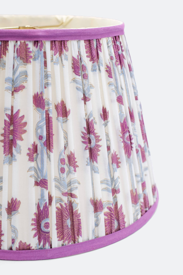 14” Pleated Lampshade, Floral Vine — Blockprint in Floral Vine
