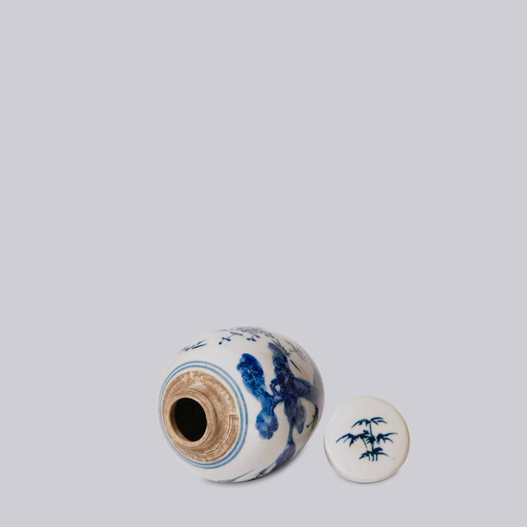Blue and White Porcelain Mini Jar, Three Friends