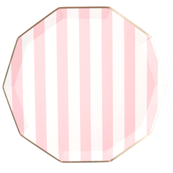 Cabana Stripe Plates in Petal Pink | Bonjour Fete
