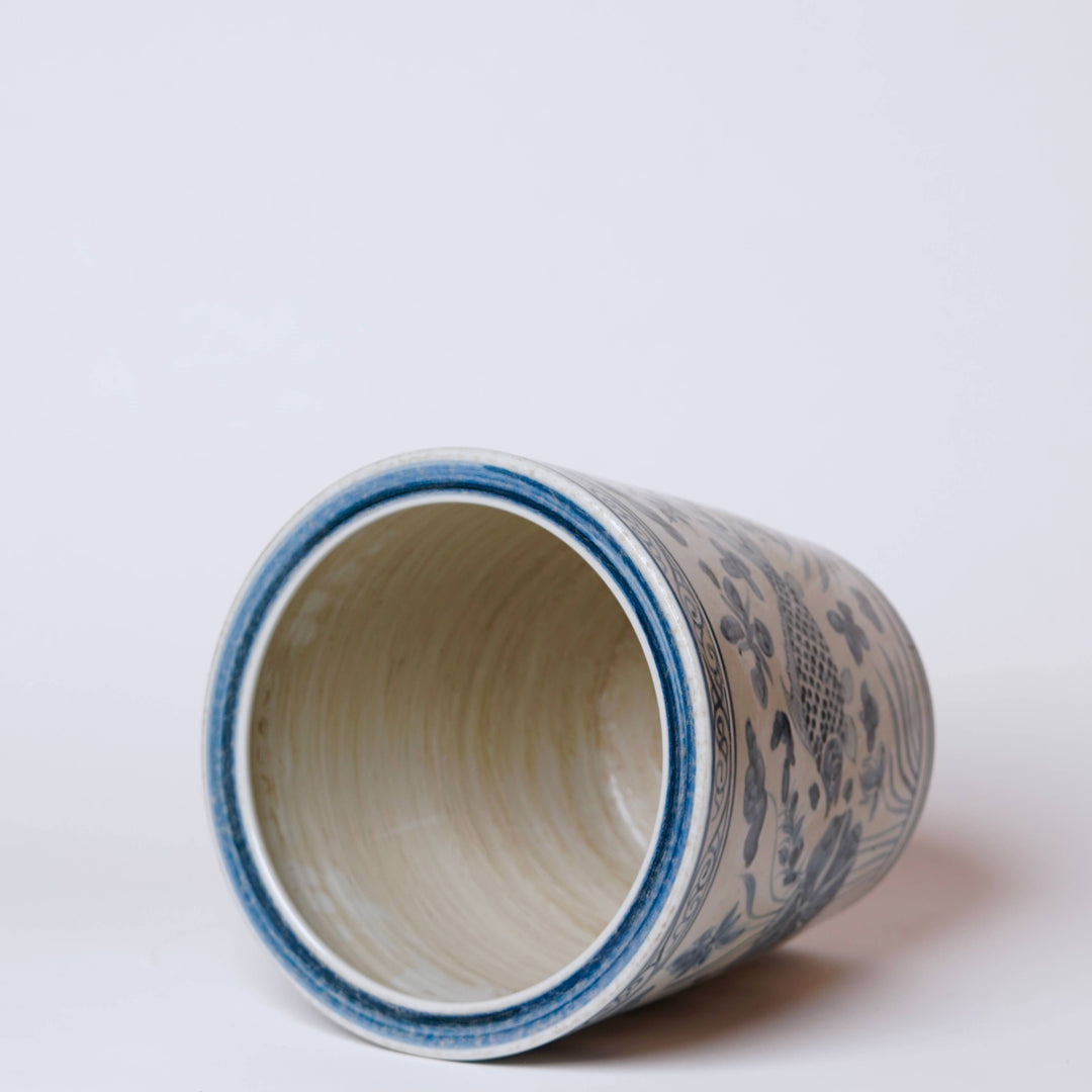 Blue and White Hand Painted Fish Planter