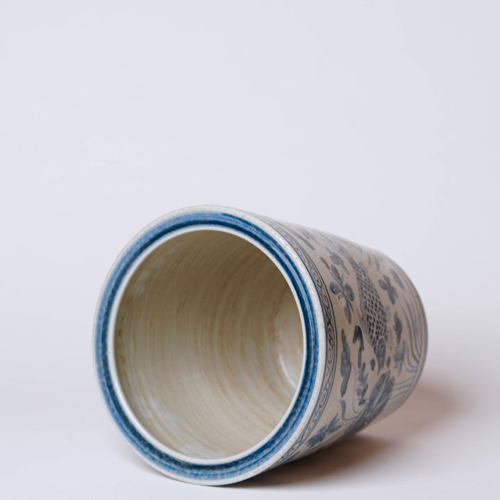 Blue and White Hand Painted Fish Planter