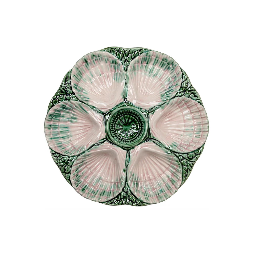 NOLA Oyster Plate, Green & Pink