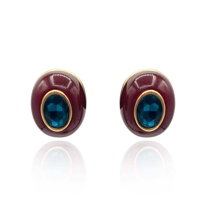 Brown and Sapphire Glass Resin Earrings