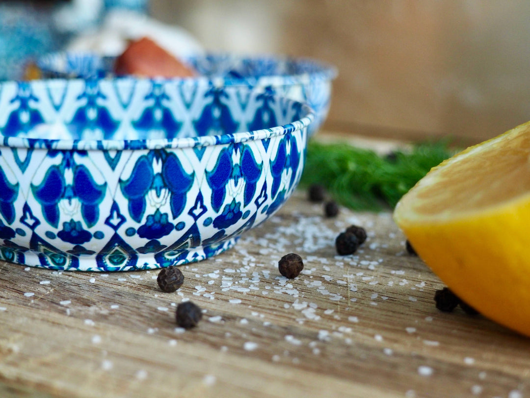 Moroccan Metal Bowl in Blue, Small