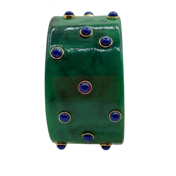 Bangle with Malachite and Turquoise Resin Stones