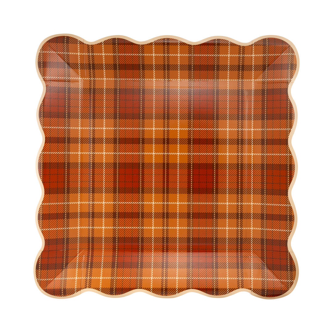 Autumn Plaid Paper Plates S/8