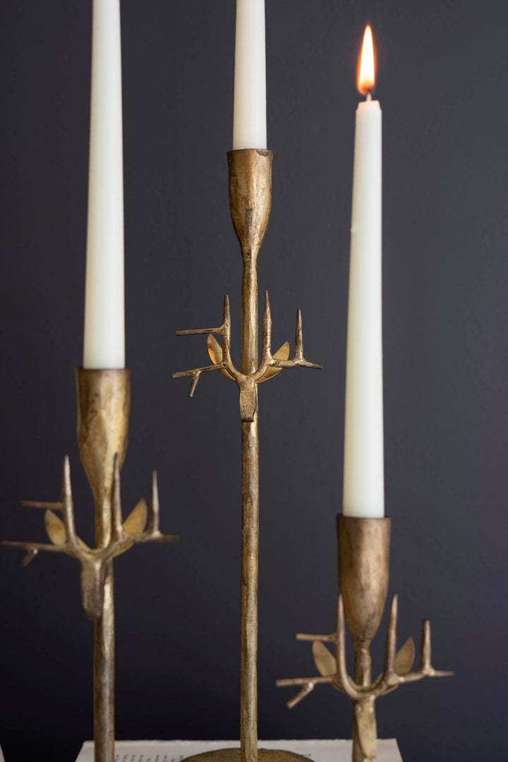 Iron Deer Candle Holders, Gold S/3