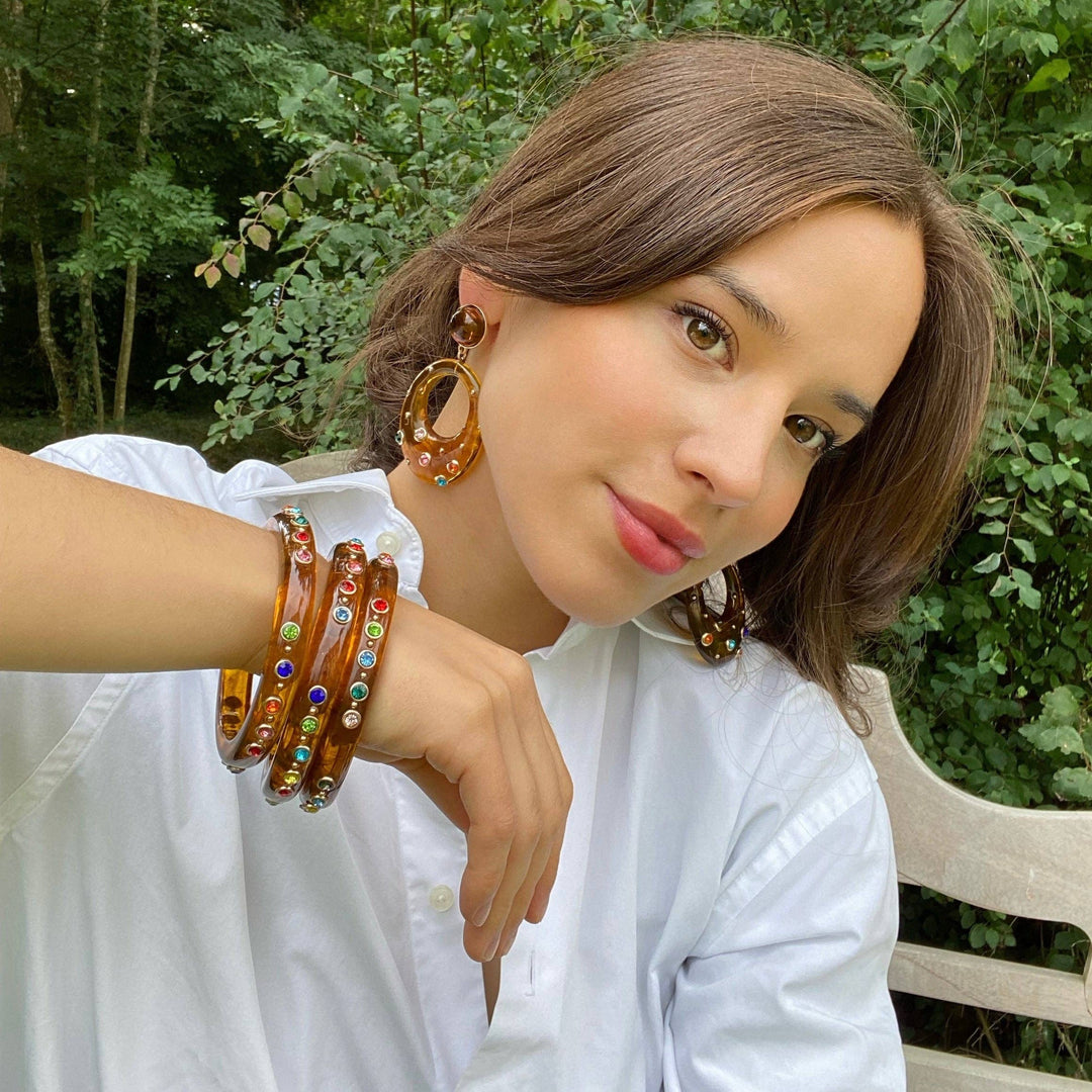 Studded Tortoise Hoop Earrings