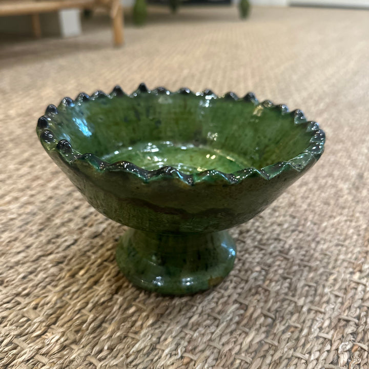 Hand Made Glazed Pedestal Bowl