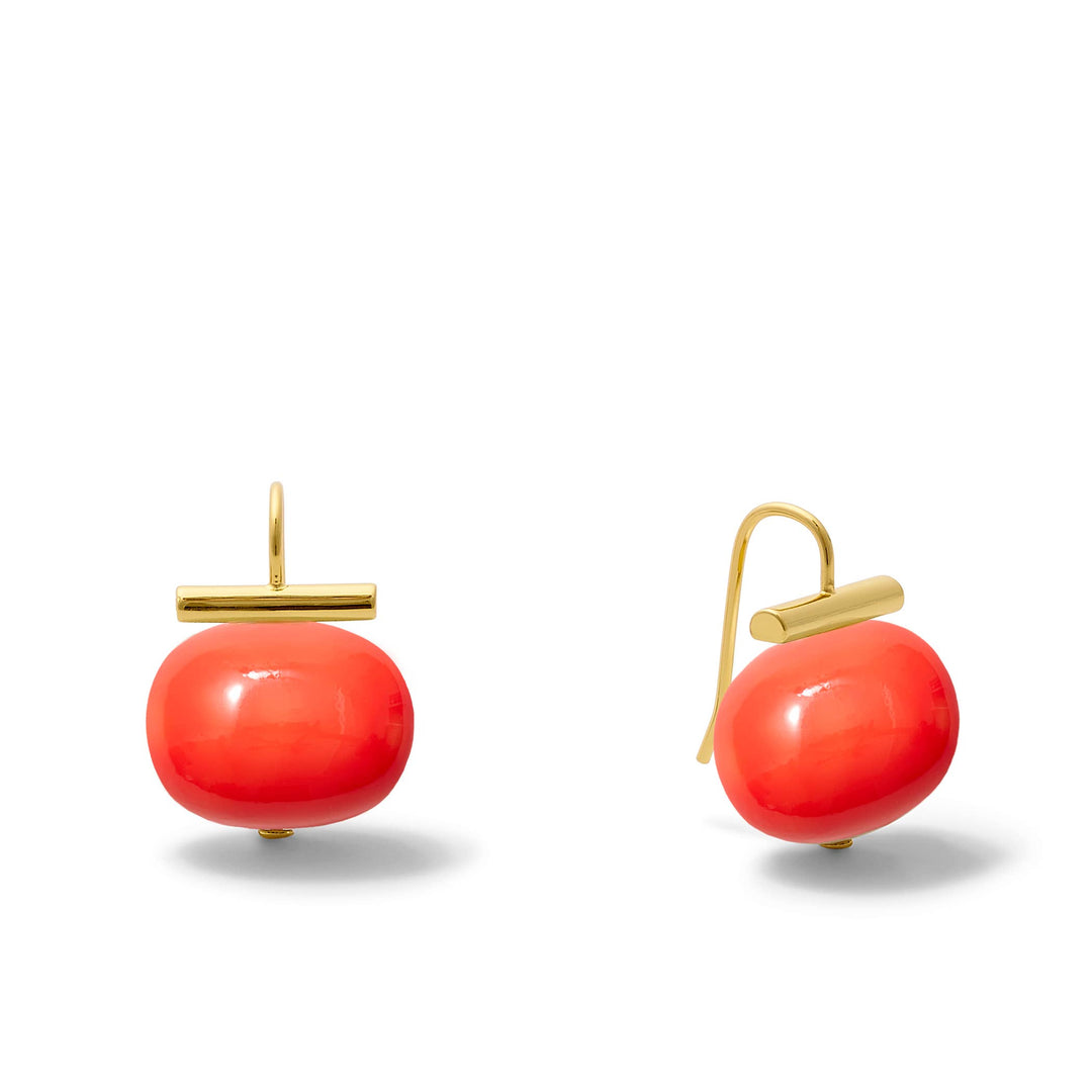Pebble Pearl Earrings in Salmon Coral