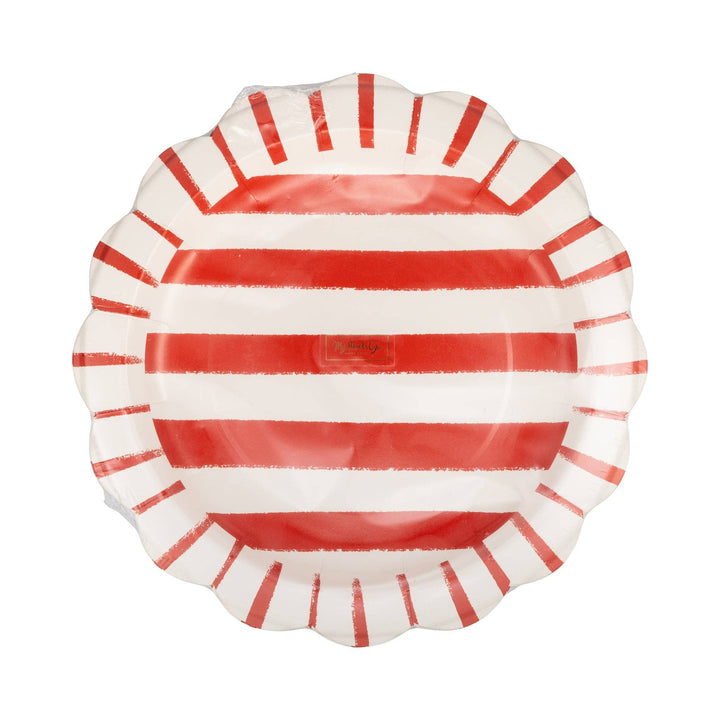Striped Paper Plate in Red, 11"